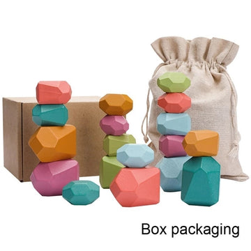 Wooden Rainbow Stones Building Blocks