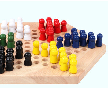 Wooden Checkers Chess Game